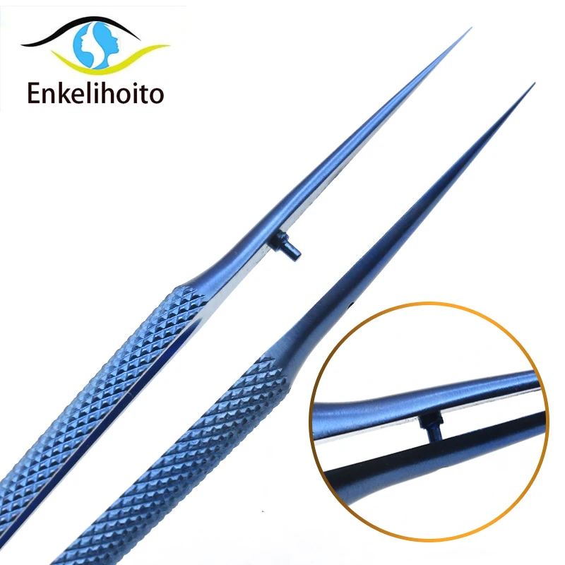 Titanium alloy microscopic tweezers double eyelid surgery tool ophthalmology straight bending platform with gums