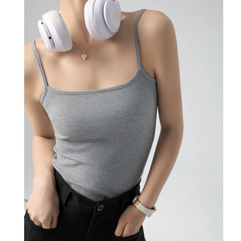 DOIAESKV ฤดูร้อน Basic Tanks สปาเก็ตตี้ Camis ยืดเสื้อผู้หญิงแขนกุด SLIM FIT Basic ถัก Camisole