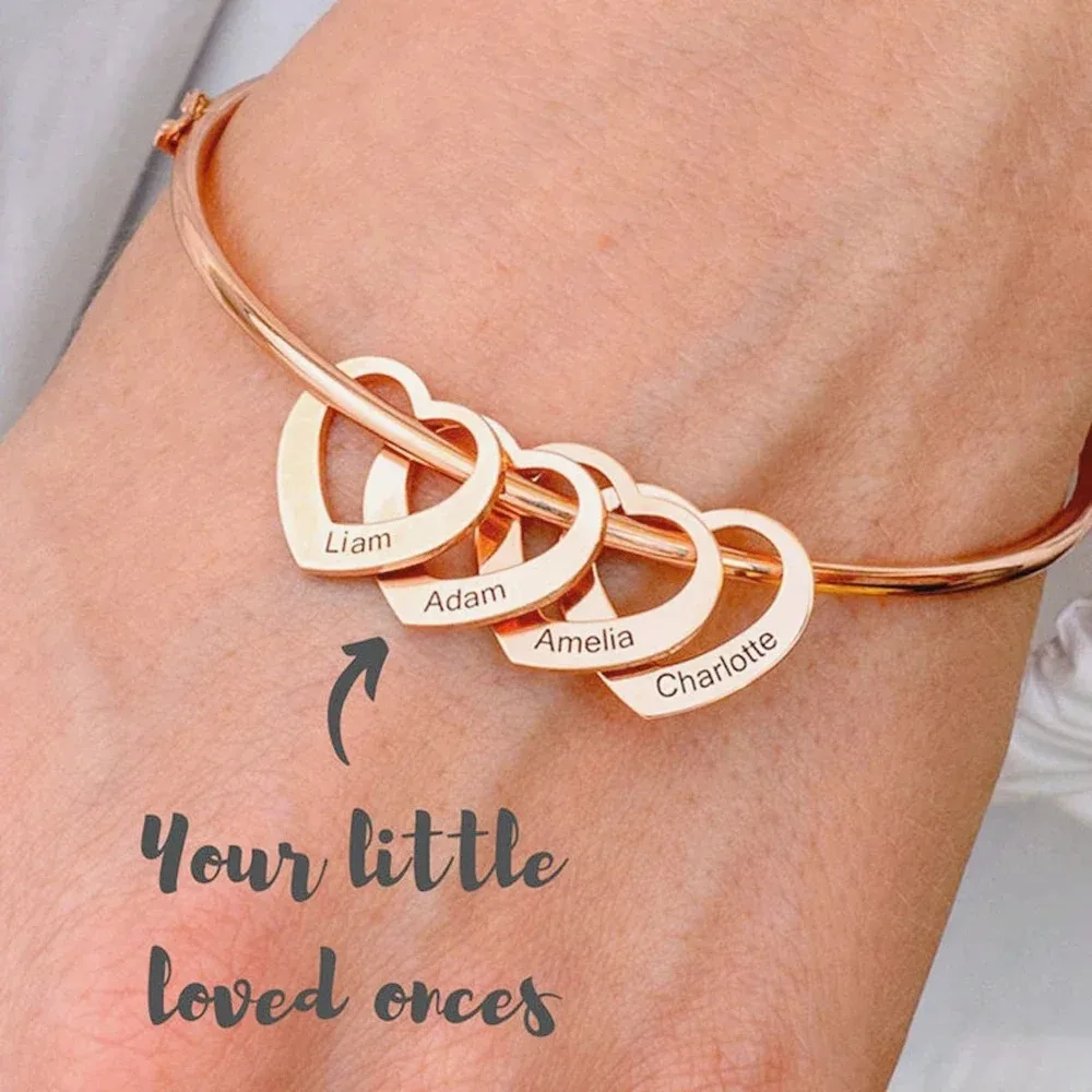 Personalisiertes Armband für Frauen, Edelstahl, Liebesanhänger mit Schnitzname, verstellbarer Armreif, individueller Schmuck, Pulseras De Mujer