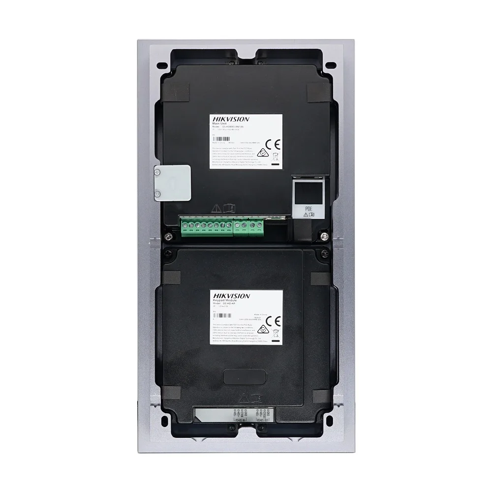 HIKVISION-KIT de intercomunicador de vídeo 802.3af, multilenguaje, incluye DS-KD8003-IME1(B), DS-KH6350-WTE1 e interruptor POE