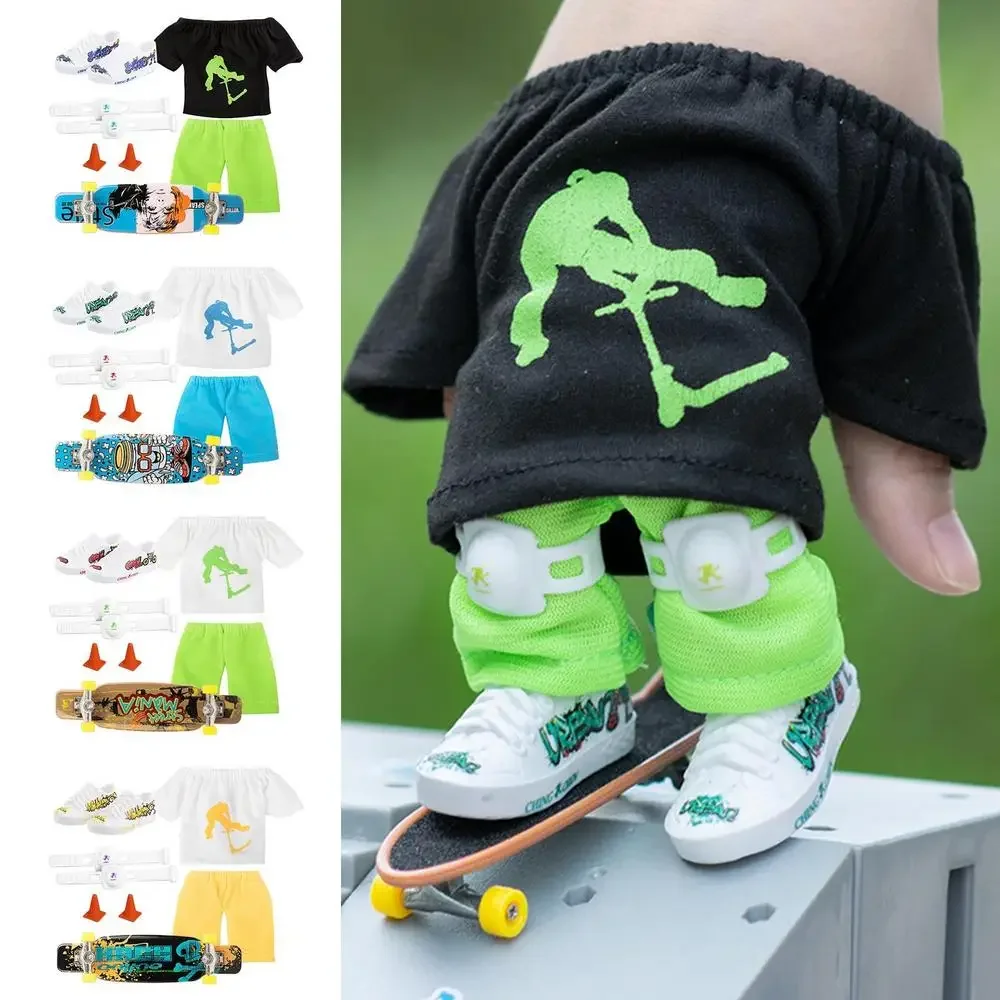 Mini Finger Skateboard ชุด Finger Board กางเกงและรองเท้า Multicolors สําหรับปาร์ตี้ฮาโลวีนโปรดปรานเด็กของขวัญวันเกิดเกมของเล่น