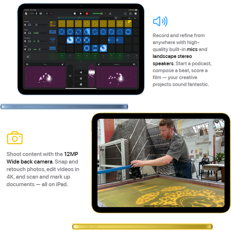 Apple iPad 10. Generacji A14 Bionic Chip 10.9 ''wyświetlacz ciekłej siatkówki 64GB Wi-Fi 6 12MP identyfikator dotykowy z pojedynczą kamerą 2022