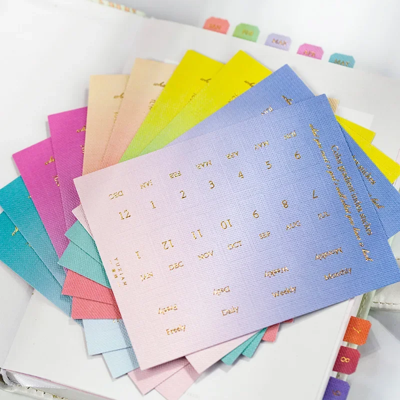 10 แผ่นGradientสีสติกเกอร์Kawaiiเครื่องเขียนDIY Scrapbooking Daily Plannerป้ายดัชนีสติกเกอร์น่ารักClassify Marks