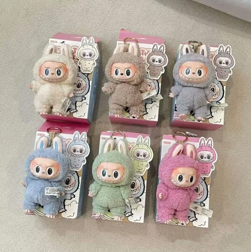 Labubu モンスターブラインドボックスホットトイハートビートマカロンエナメルフェイスフィギュア人形かわいい飾りキーホルダーギフト子供のための