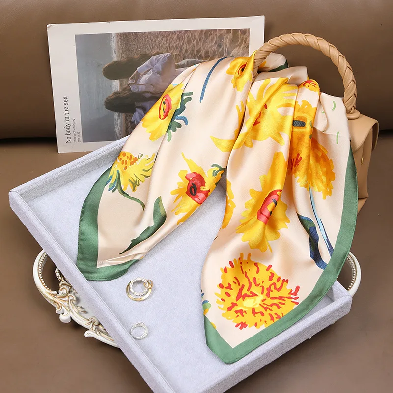 Bufanda cuadrada con estampado Retro de 70x70cm, bufandas profesionales versátiles de moda coreana de alta calidad, regalo de fiesta