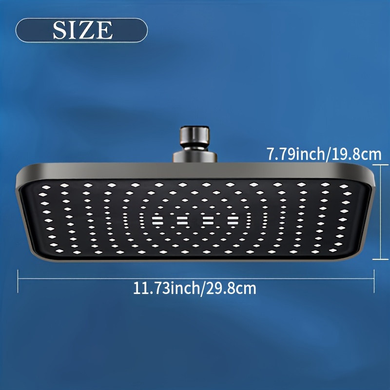 Cabezal de ducha tipo lluvia de alta presión, cabezal de ducha de baño de lujo, ángulos ajustables, boquillas de silicona antiobstrucción, ahorro de agua, 1 ud.