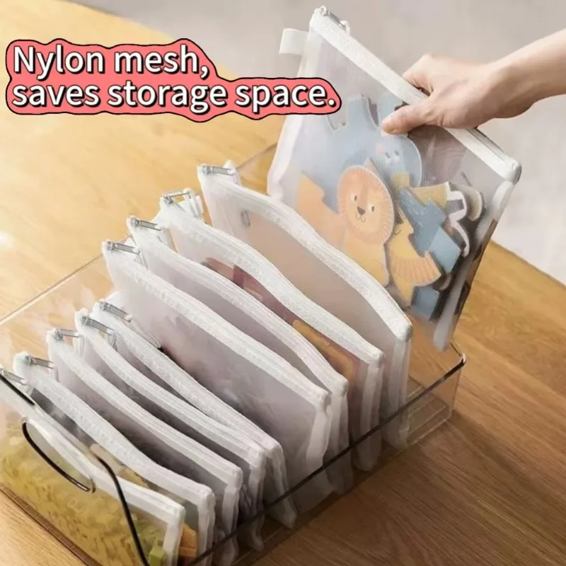 1/3pcs Storage Bag Mesh Zipper Toys Building Block Puzzle Sub-package Children Particle Zipper Transparent Finishing Storage Bag