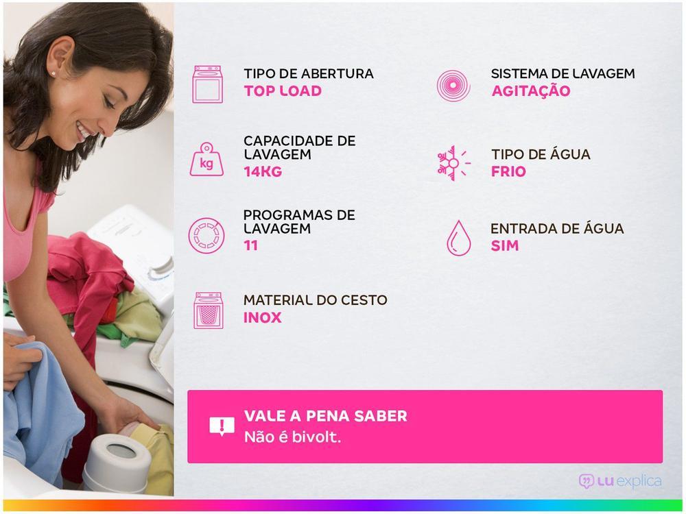 Lavadora de Roupas Electrolux LED14 Essential Care 14Kg Cesto Inox 11 Programas de Lavagem Branca - 110V
