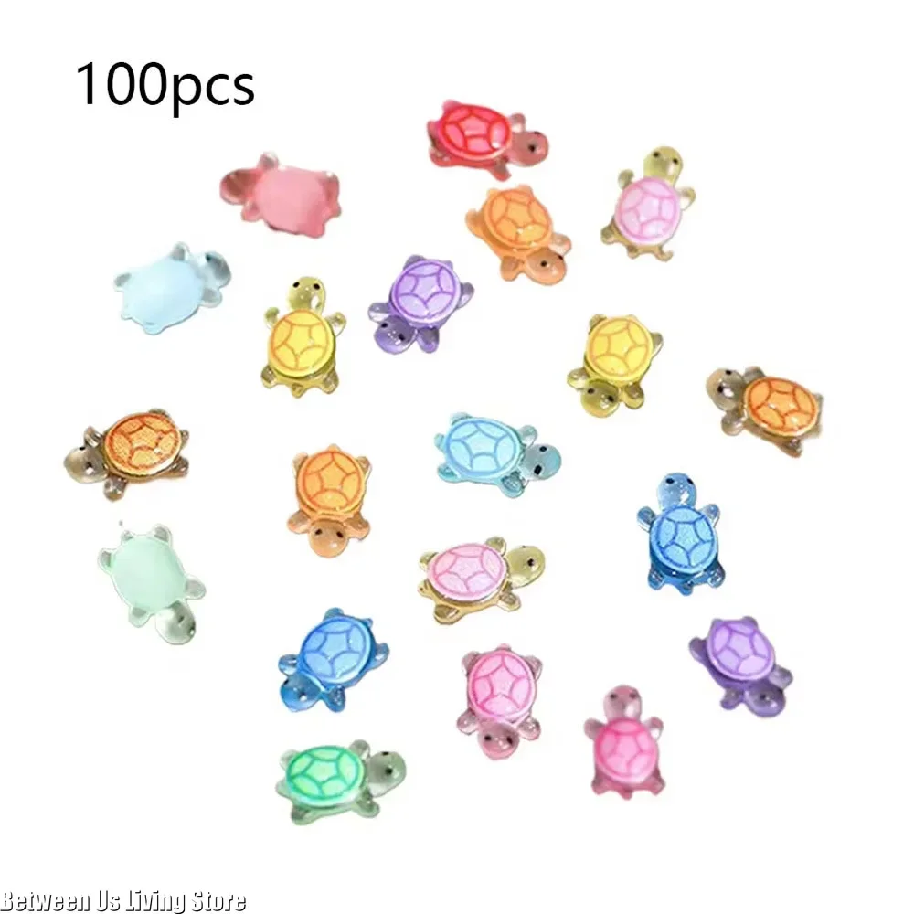100Pcs Mini Resin Turtles Night Glow Turtle Figurines Multi-Function Glow in The Night Turtle Miniatures for Micro Landscaping