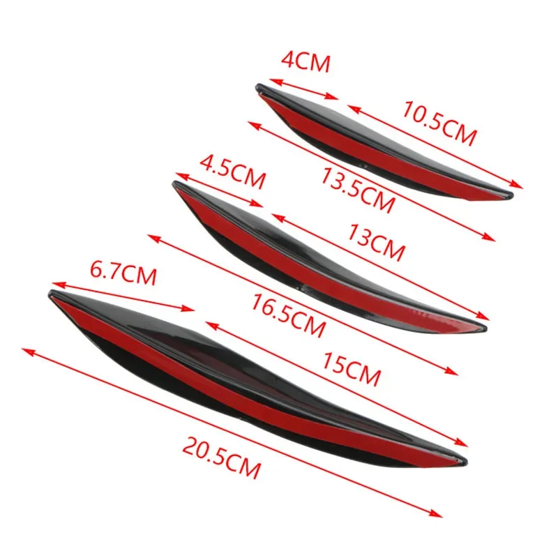 Heißer Verkauf 6 teile/satz Dekoration Diffusor Splitter Fin Körper Spoiler Canard Wertigkeit Kinn Auto Tuning Canard Universal Frontschürze Lippe