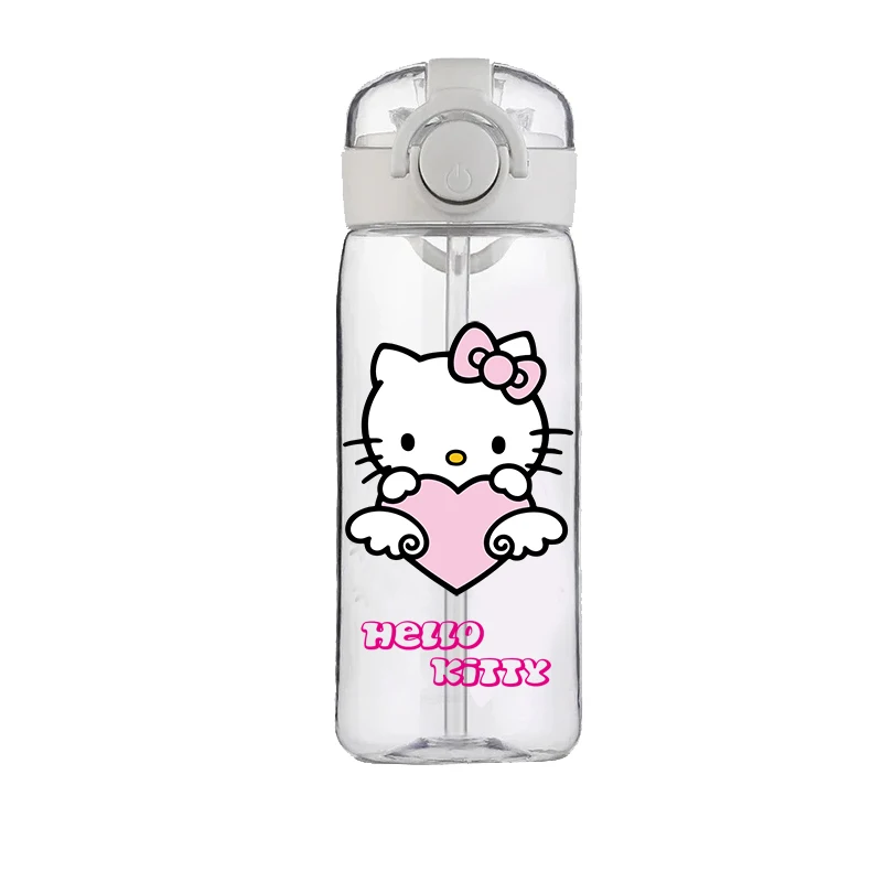 Hello Kitty ถ้วยใสยี่ห้อขวดน้ําคุณภาพสูงกีฬากลางแจ้งรั่วน่ารักพลาสติกขวดน้ําโรงเรียนสําหรับเด็ก 400ML