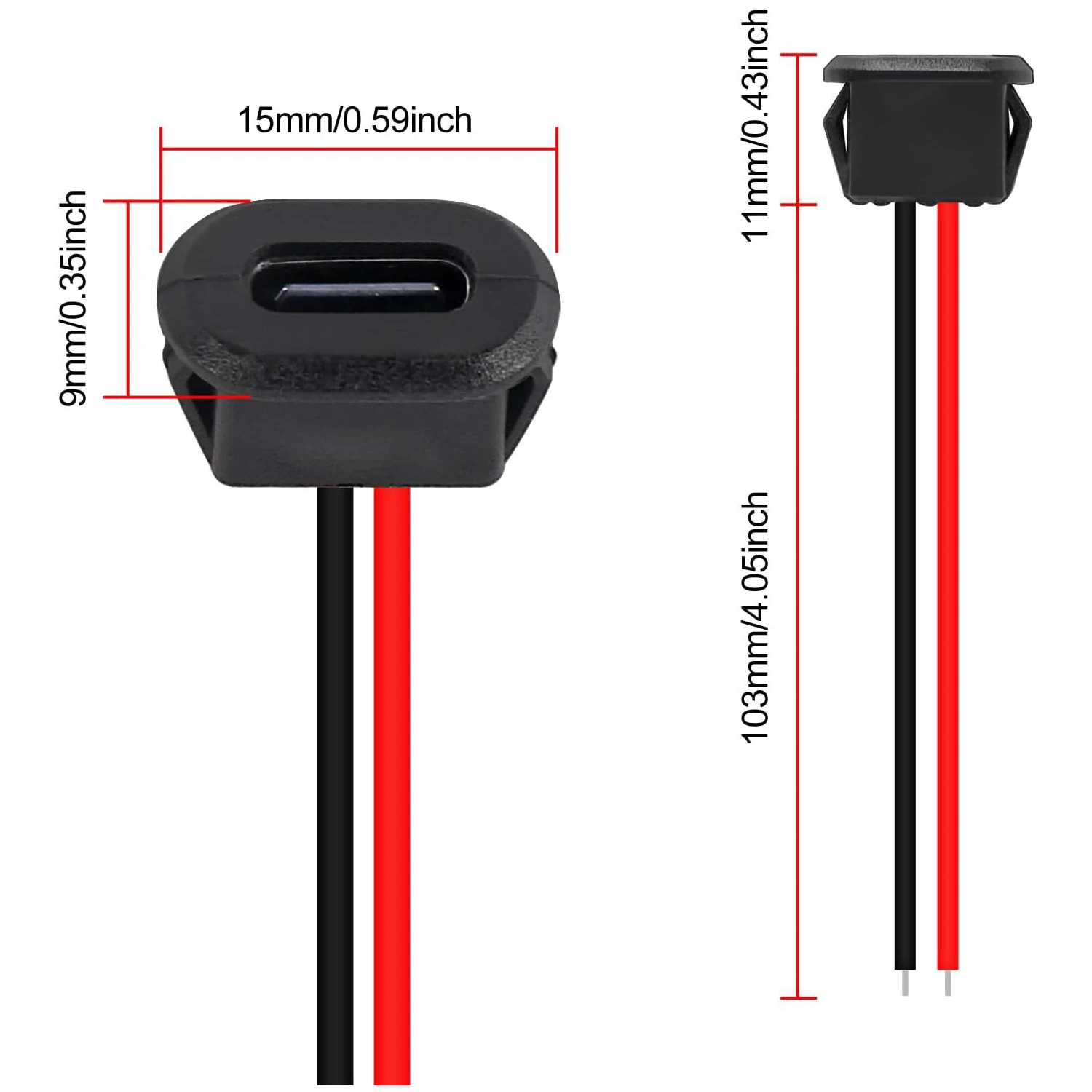 5/10pcs Type-C หญิงแชสซีเชื่อมต่อ USB C หญิงแชสซีโดยตรง CRIMP JACK หญิงชาร์จพอร์ต EXTENSION สายไฟ