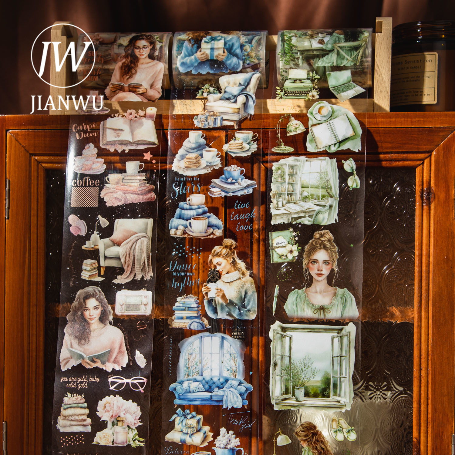 JIANWU 60 ミリメートル * 200 センチメートル読書時系列ヴィンテージキャラクター造園材料 PET テープクリエイティブ DIY ジャーナルコラージュ文具