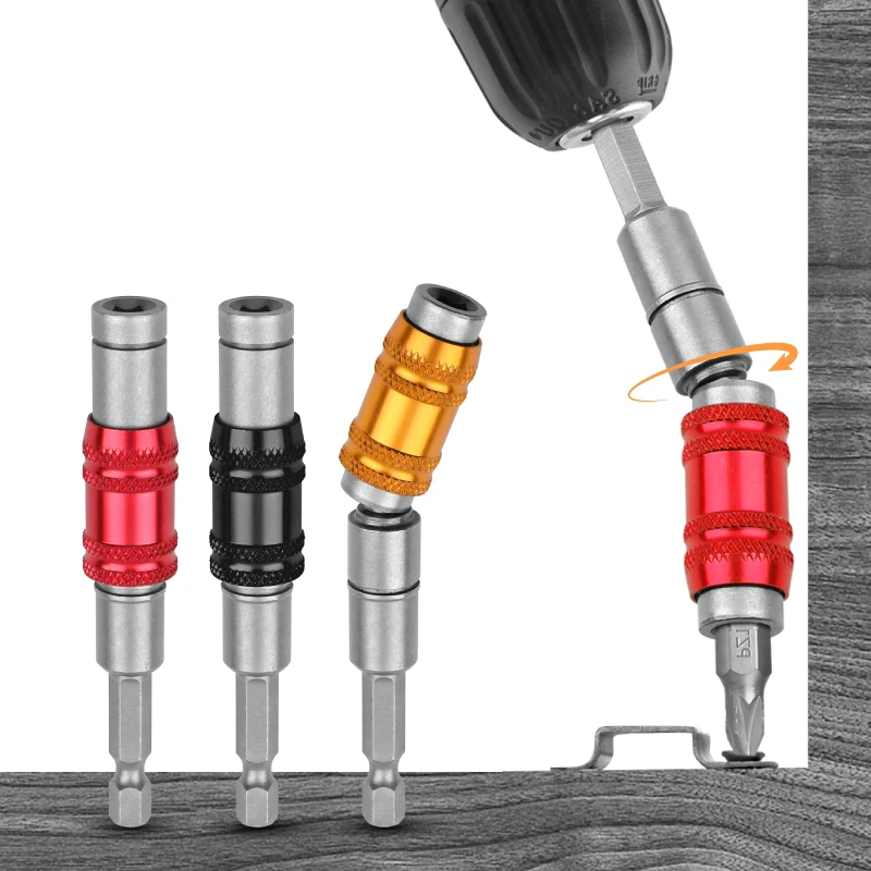 1pc Magnetic Screw Drill Tip, 1/4" Impact Tough Bit Holder With 20° Pivoting , Bendable Extender Quick Change Locking Rotating