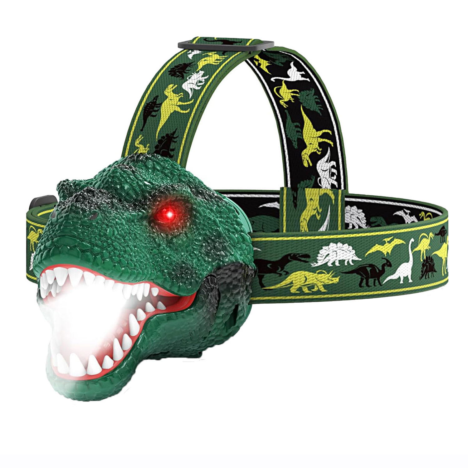 Налобный фонарь с динозавром для детей, фонарик, перезаряжаемые светодиодные фары, рев и бесшумный режим, игрушки-динозавры T-Rex, снаряжение для кемпинга