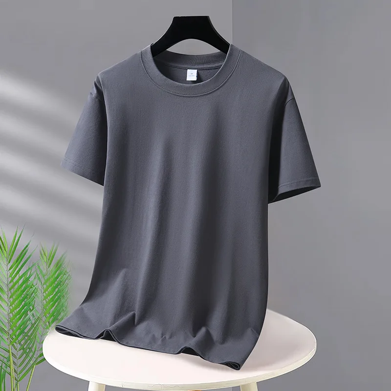 เสื้อยืดผู้ชาย 2025 ฤดูร้อนOversizeผ้าฝ้ายเสื้อยืดสบายๆคุณภาพสูงแขนสั้นTeeเสื้อผู้ชายBasicสีทึบเสื้อกีฬา