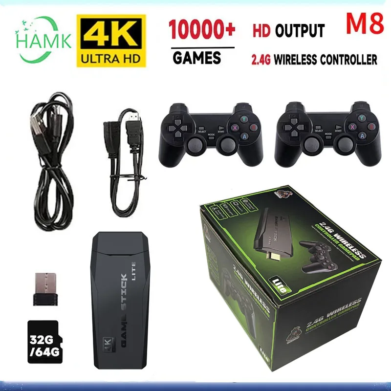Tragbare Videospielkonsole, 4K, 2,4 G, kabellose Steuerung, kabellose Retro-Klassiker-Videospielkonsole, inklusive 10.000 Spielen