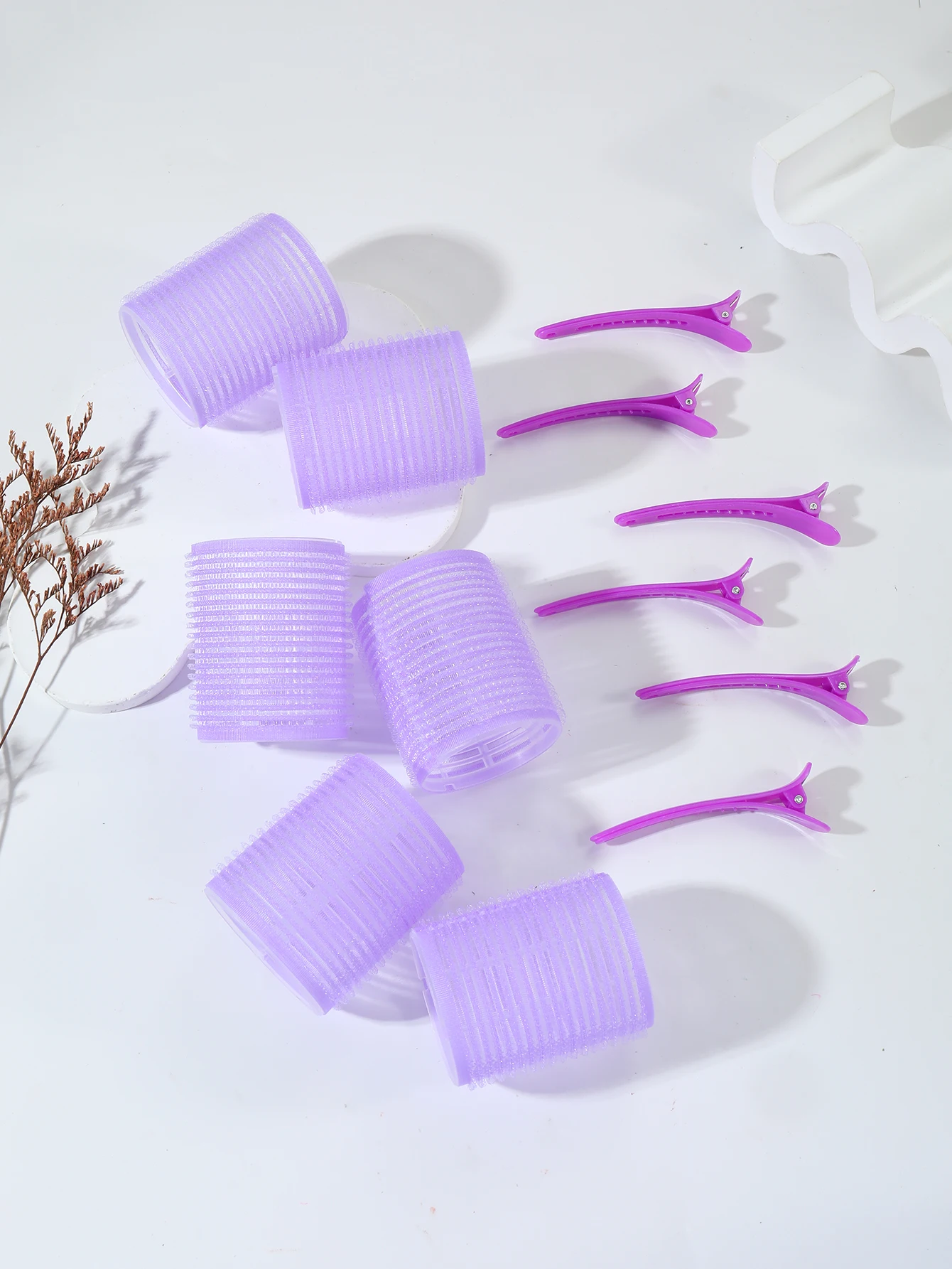 12pcs/set air bar curling iron tube self-adhesive magic roll and bangs hair clip curling styling tool