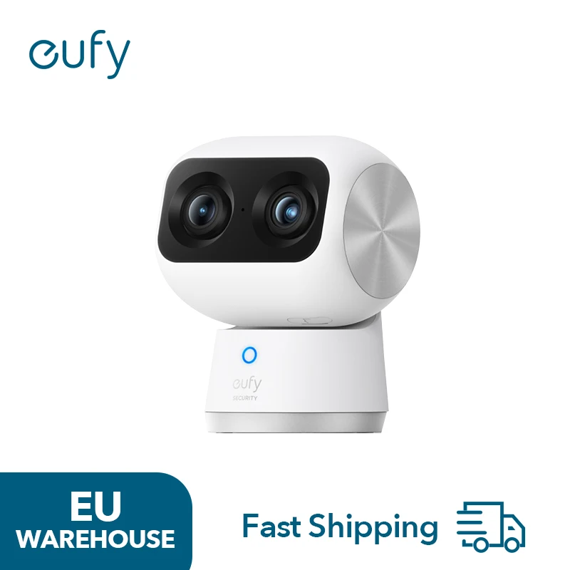 (Disponibilità UE) Telecamera di sicurezza interna Eufy S350, doppia telecamera, risoluzione 4K UHD, telecamera di sorveglianza con zoom 8 × e 360 °   PTZ