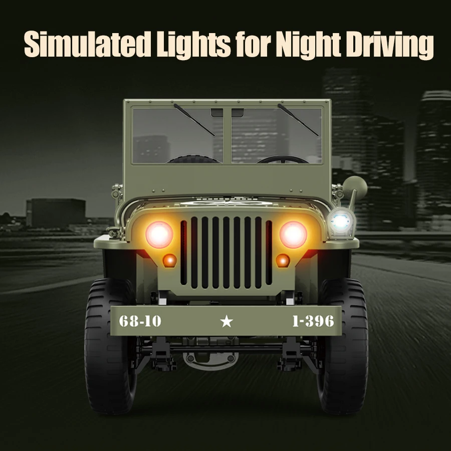 JJRC C8815 Retro Rc Car With LED Lights Full-scale Simulation Willis Professional 4WD Remote Control Pickup RC Truck Model Toys