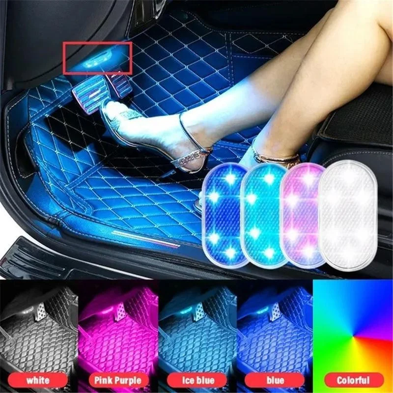 Lumières Led sans fil pour l'intérieur de la voiture, lumières Led intérieures de voiture, lumière d'accent néon automobile Rechargeable par USB