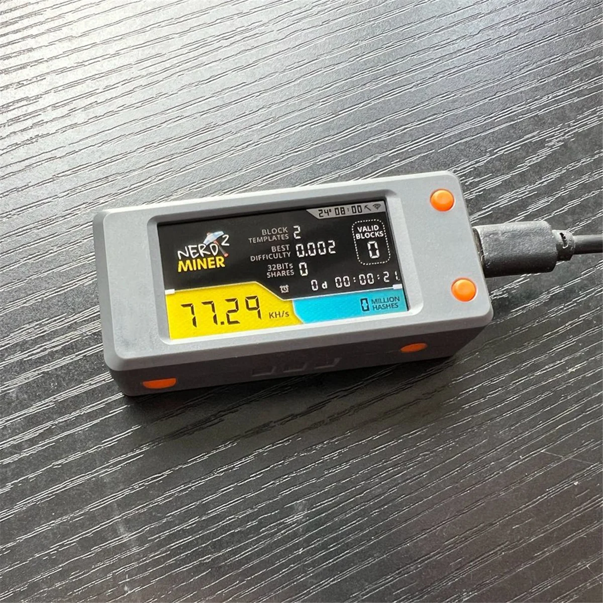 ใหม่ล่าสุด Bitcoin Nerd Miner V2.0 T-Display-S3 BTC Crypto SOLO หวย Nerdminer Miner จอแสดงผล LCD 78KH/S พร้อม SHELL