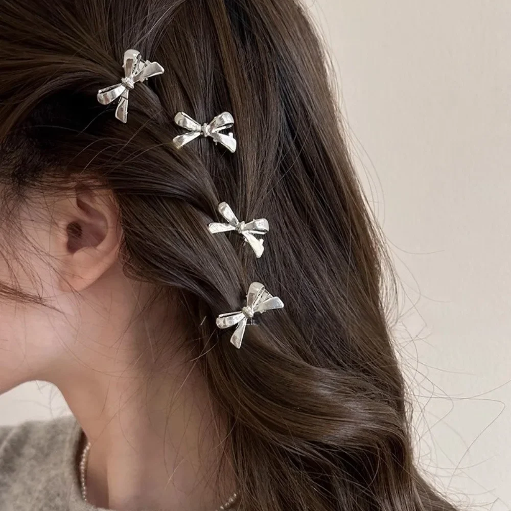 4Pcs/set of Women's New Golden Bow Mini Hairpins, Sweet and Cool Girl Bangs Hairpins and Hair Accessories