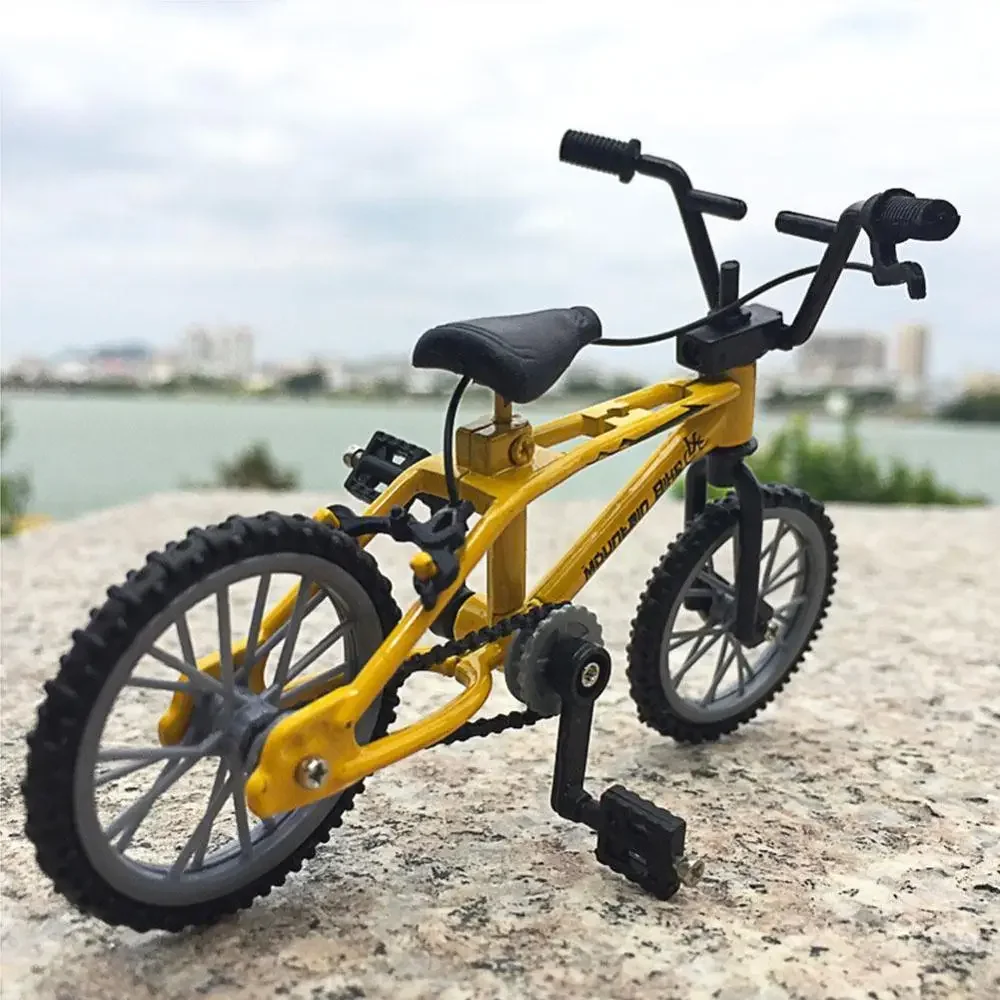 1 pçs dedo bmx bicicleta brinquedos para meninos mini bicicleta com corda de freio liga bmx funcional mountain bike modelo brinquedos para crianças presente