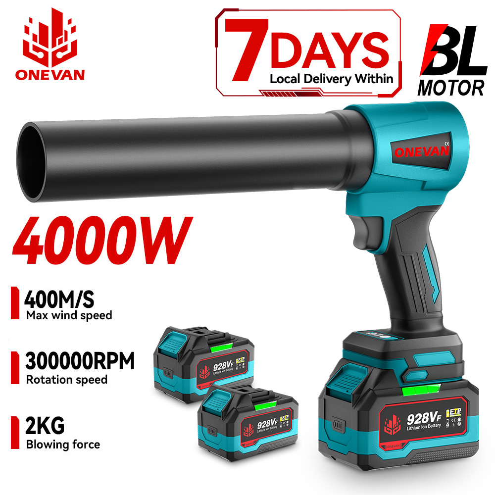 ONEVAN 4000W Bezszczotkowy 300000RPM Elektryczny Turbodmuchawca Lekki Dmuchawa do Liści Odkurzacz do Trawnika i Podwórka na Akumulator Makita