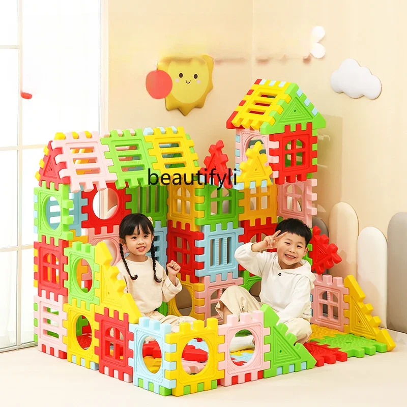 子供のための正方形のモザイクビルディングブロック,大きなブロック,家,幼稚園,教育,組み立ておもちゃ