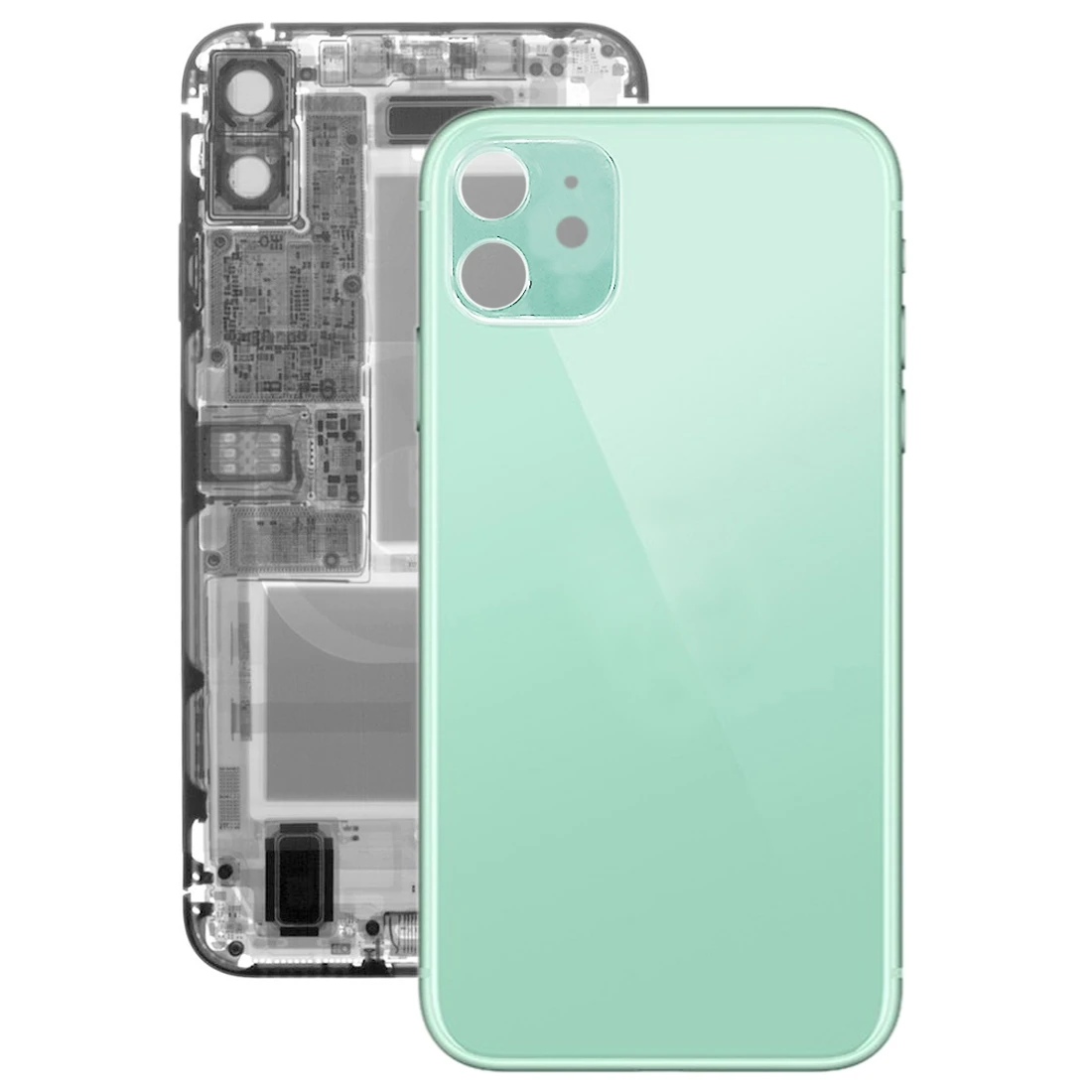 IPhone 11用ガラスバッテリーバックカバー、携帯電話交換部品