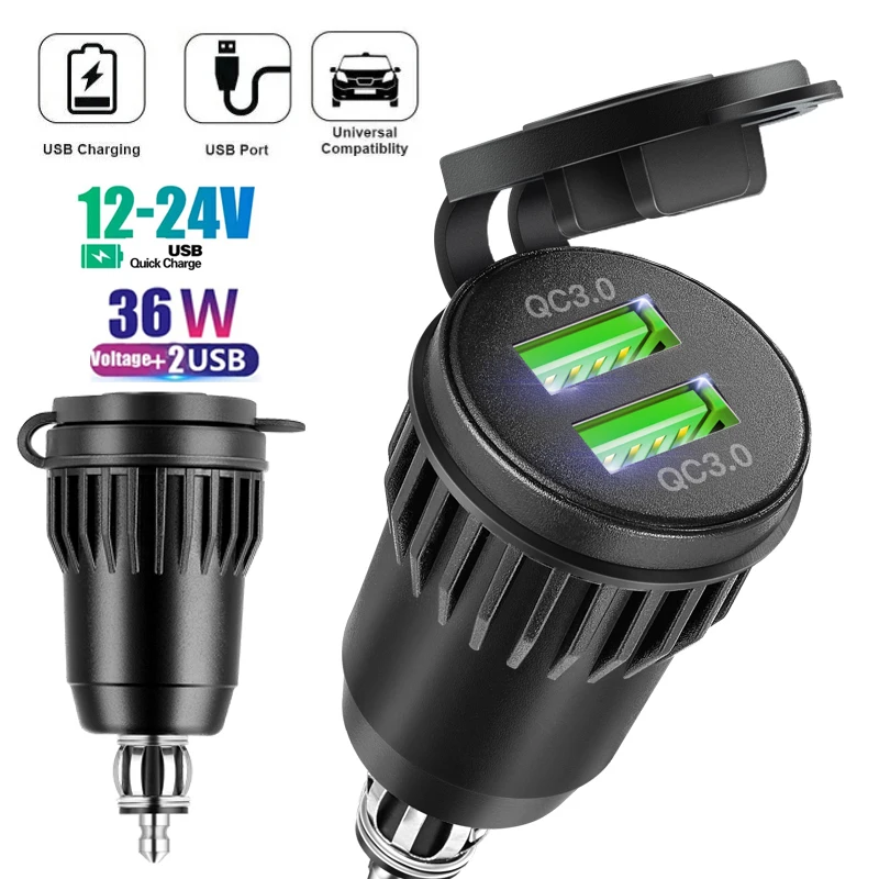 Enchufe QC 3,0 para motocicleta, 12v a usb c, enchufe europeo, adaptador de carga rápida USB C, enchufe DIN Hella para motocicleta, toma de corriente para BMW