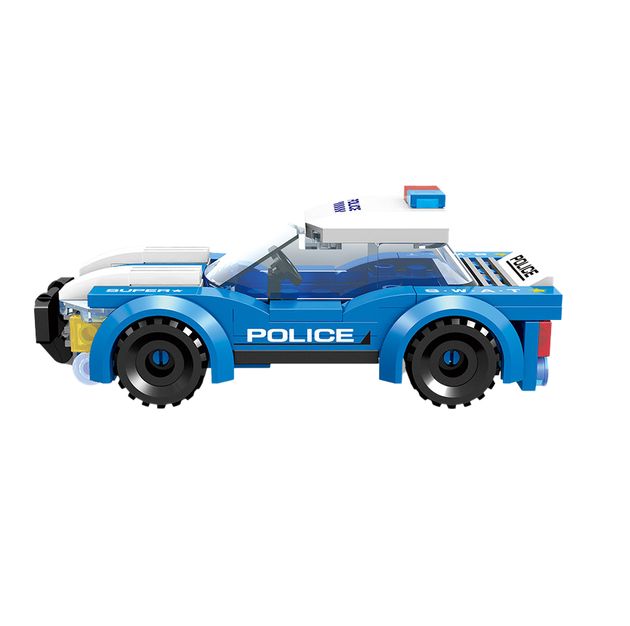 Diy bloco de construção carro da polícia brinquedo conjunto criativo educacional patrulha veículo para crianças diversão montagem puzzle playset