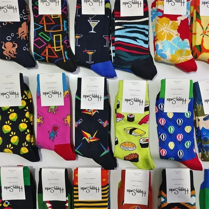 Happy Socks Calcetines deportivos clásicos de algodón para hombre Talla 41-46