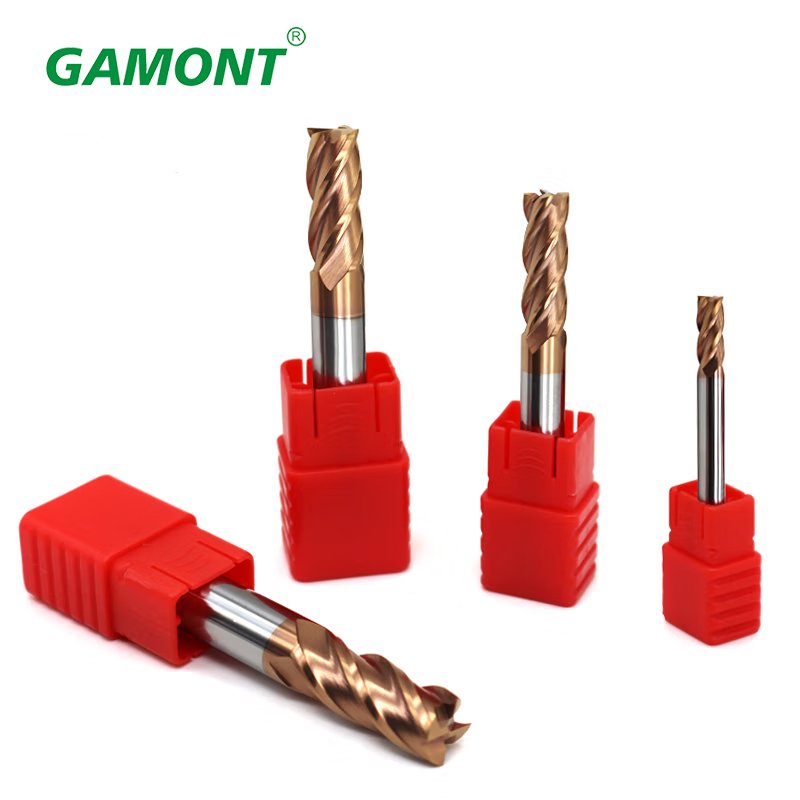 GAMONT 4-Flute Flat End Mill Tungsten Steel Carbide Alloy Coating  4-Shank 10PCS Milling Cutter For CNC Machining Endmills HRC55