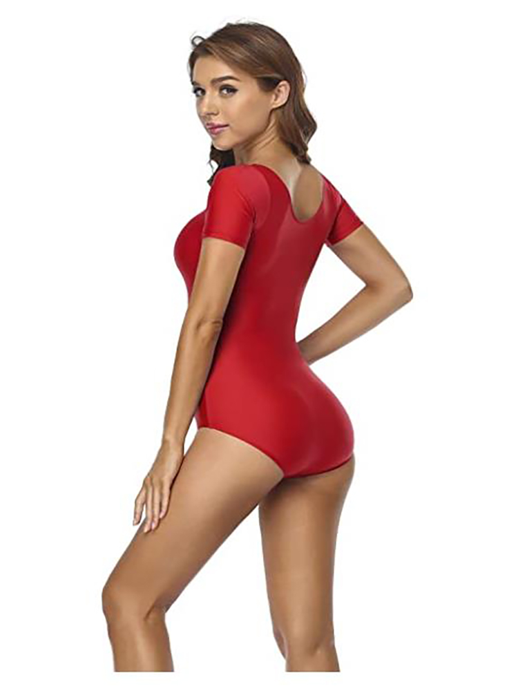 Speerise Damen-Ballett-Trikot aus Spandex mit U-Ausschnitt und kurzen Ärmeln, Tanz-Bodys für Erwachsene, Gymnastik-Tanzbekleidung
