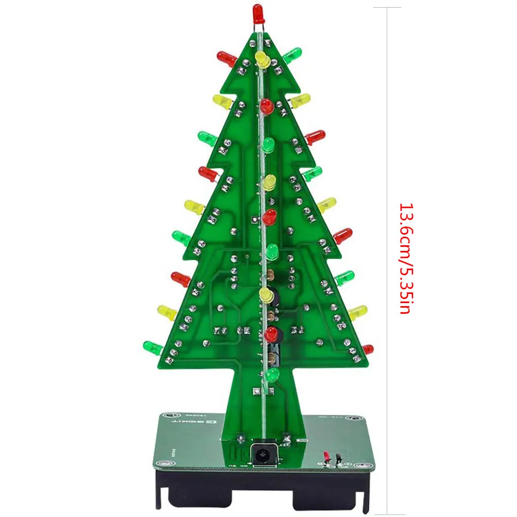 Kit de Flash LED para árbol de Navidad, juego de aprendizaje electrónico 3D, accesorios de herramientas de soldadura PCB, 3 colores rojo/verde/amarillo