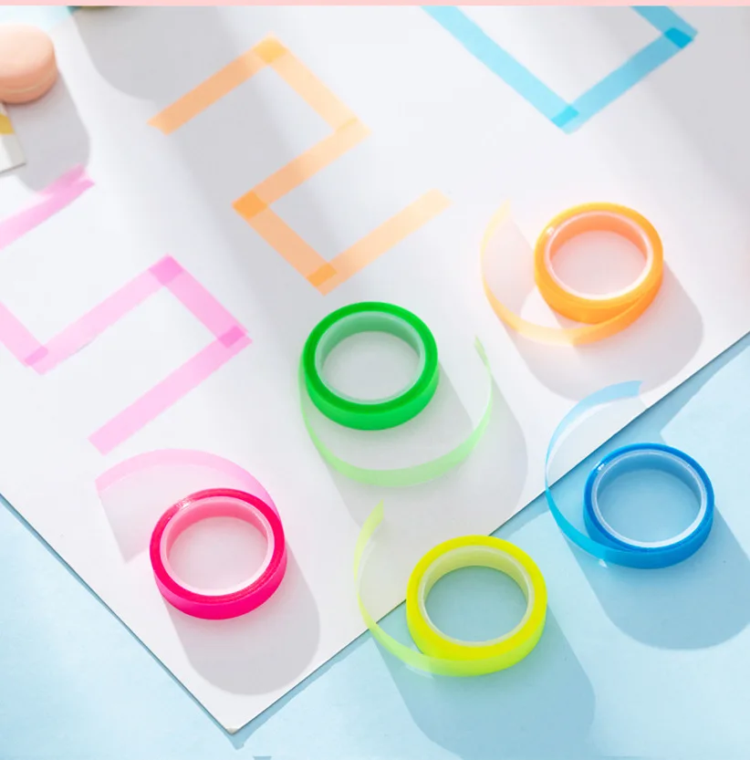 5 Rolls Multicolor Writable Sticky Note, Removable Highlighter Marking Tape , See Through Index Label