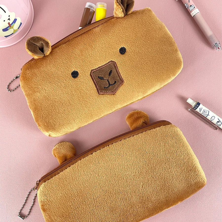 กล่องดินสอตุ๊กตา Capibala น่ารัก, กล่องดินสอความจุขนาดใหญ่, Capybara, กระเป๋าเก็บของในสํานักงาน, เครื่องเขียนนักเรียน, อุปกรณ์การเรียน