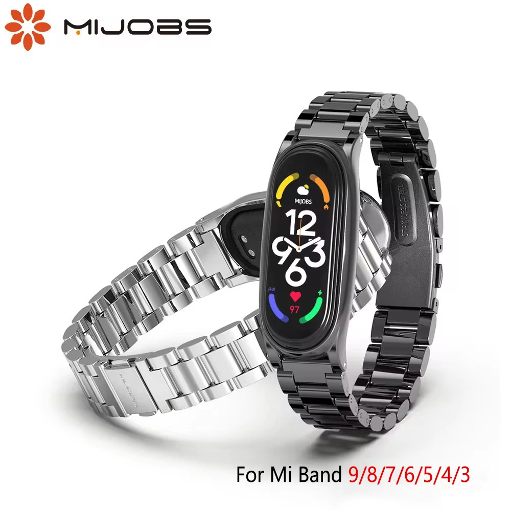 Dây Đeo Kim Loại Cho Xiaomi Mi Band 7 6 5 4 3 Đồng Hồ Vòng Tay Trên Mi Band 4 Correa Miband 6 nồi Cơm Điện Từ Xaomi Dây Phụ Kiện NFC