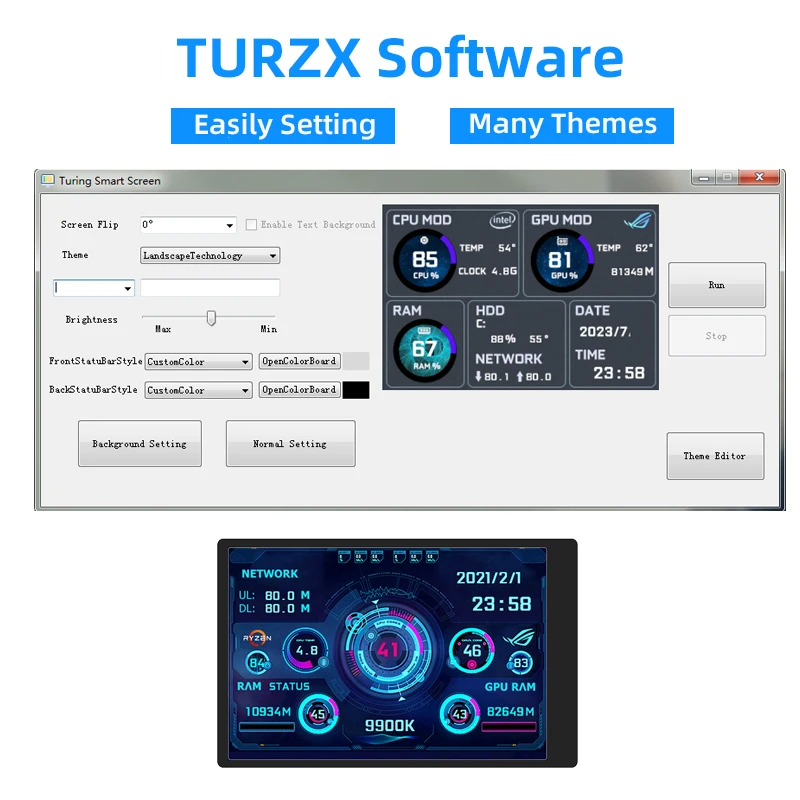 3.5 Inch IPS Type-C Screen 480*320 Secondary Screen CPU GPU RAM HDD USB Monitor Freely AIDA64 Mini Display