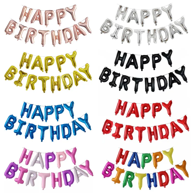 13 Stück alles Gute zum Geburtstag Dekoration Luftballons rosa blau Buchstaben Folienballons Set Geburtstag Party Dekor Luft Globos Balony Anniversaire