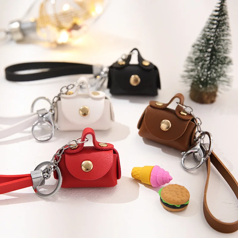 ใหม่ Mini กระเป๋าจี้น่ารักหูฟังกระเป๋าพรีเมี่ยมหนังสร้างสรรค์รถพวงกุญแจจี้ตุ๊กตามินิช้อปปิ้งกระเป๋าเสื้อผ้าอุปกรณ์เสริม