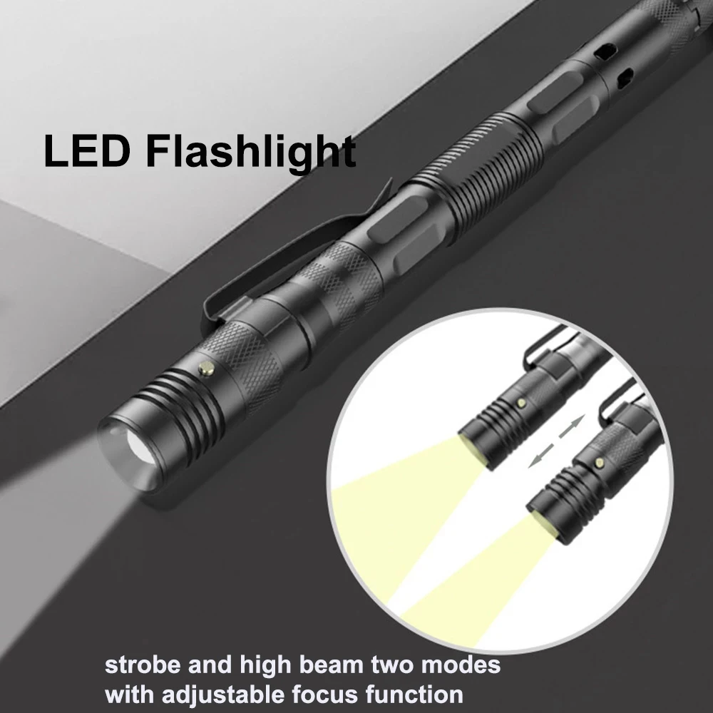 ปากกาทหารยศ EDC พร้อมไฟฉาย LED ทำลายกระจก การป้องกันตัวตน ปากกาช่วยฉุดชีวิต เครื่องมือหลากหน้าที่ หวีดฉุดฉายฉุด