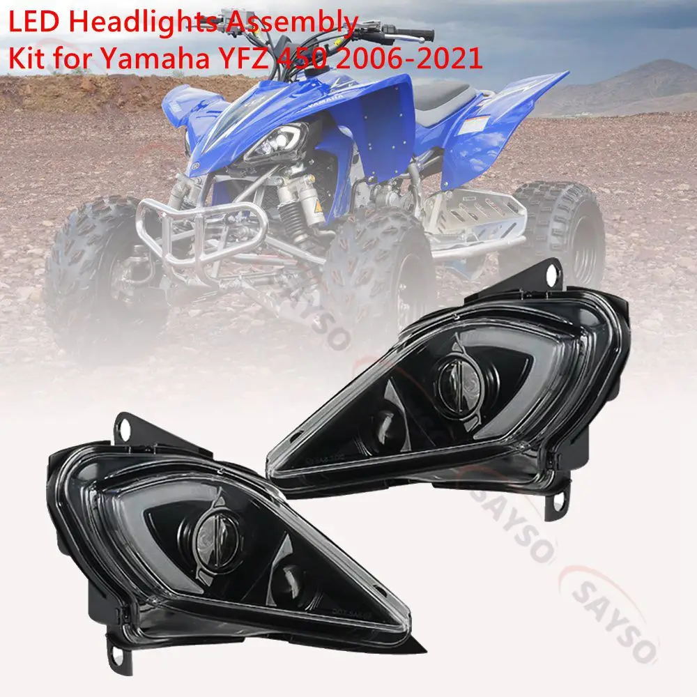 DRL LED Faróis Ajustáveis para Yamaha Raptor 700 700R YFZ450 YFZ450R YFZ450X Wolverine 450 350 Turn Signal Light 2006-2022