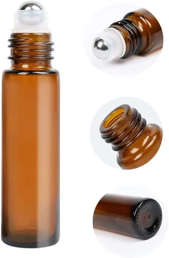 5 Stück Mini-Bernsteinglasbecher mit 4 Zubehörteilen, 5 5-ml-Sprühflaschen, 2 Trichter, 2 Tropfer.