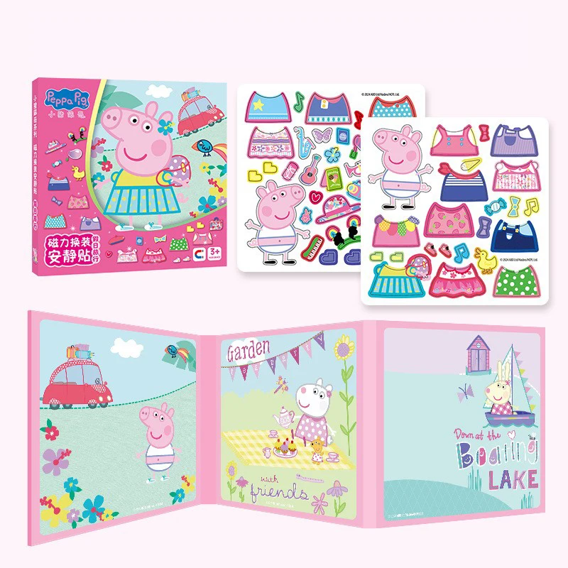 Peppa Pig 자기 조용한 책 컷 무료 3-6 세 어린이 만화 스티커 붙여 넣기 교육 장난감 생일 선물