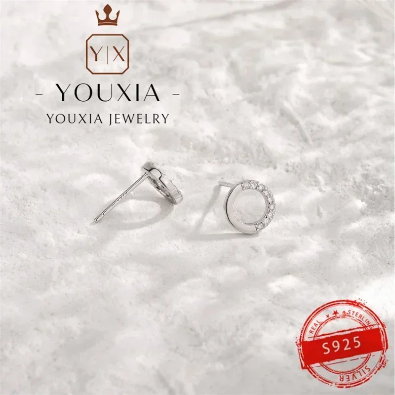Orecchini gioielli personalizzati scintillanti in stile occidentale per donna, orecchini a bottone regalo per coppia in argento 925 premium