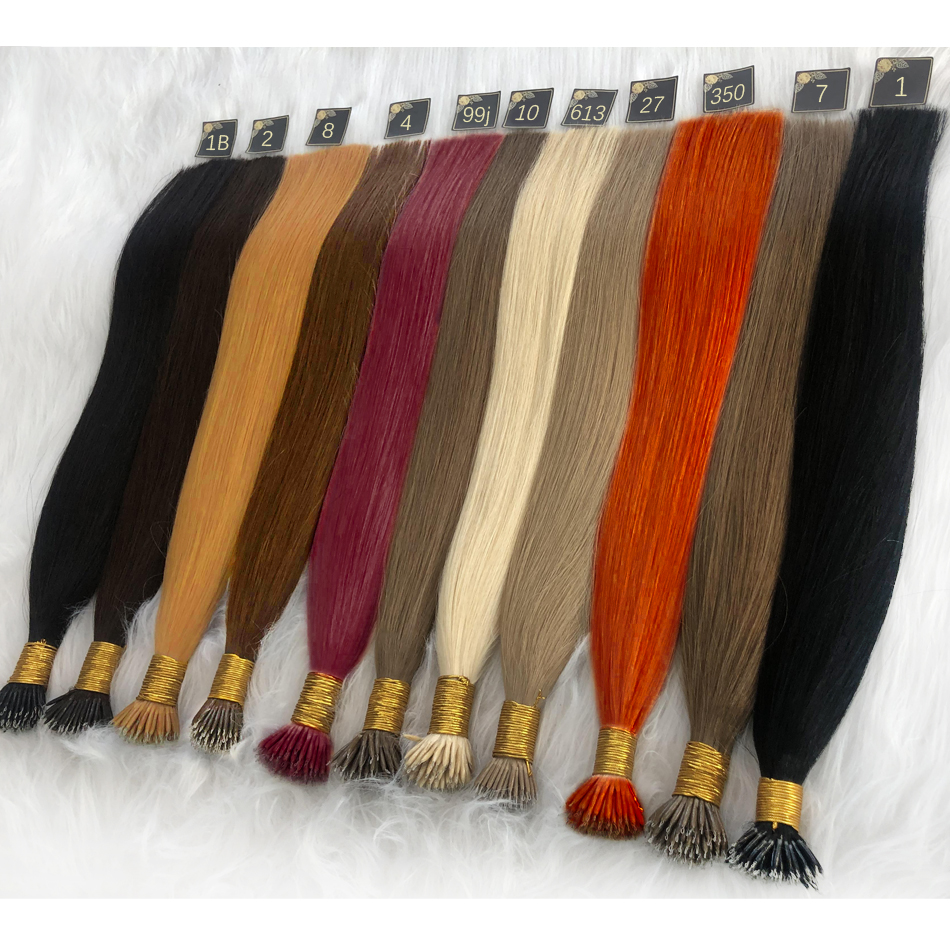 ตรงผม NANO Ring TIP ต่อผมธรรมชาติมนุษย์ FUSION Hair Extensions ชุด Keratin แคปซูลสีน้ําตาลสีบลอนด์ 30 นิ้ว