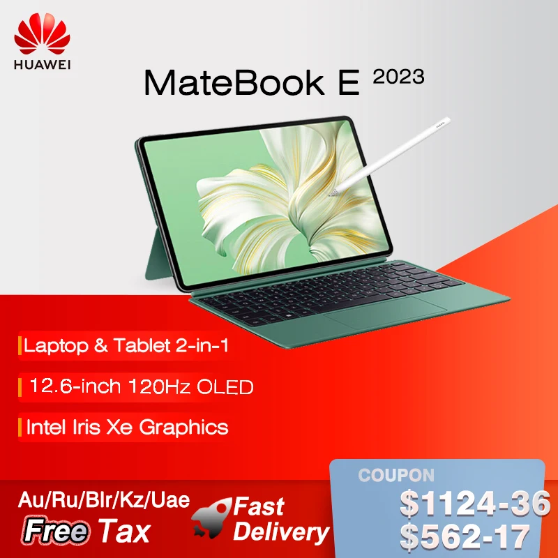 2023HUAWEI MateBook E Laptop Tablet 2-in-1 WiFi i7-1260U 16GB 512GB/1TB Netbook 12.6inch 120Hz OLED Mini PC SSD Iris Xe Graphics